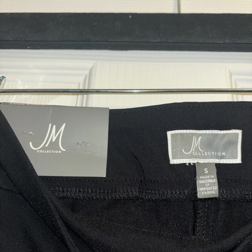 Jm Collection‎ Women's Pants Black Stretch Work Pant Sz Sm - Med Studded Ankle